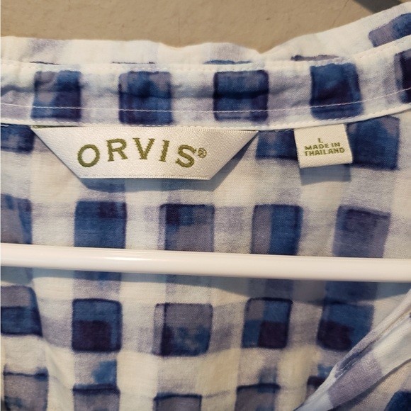 Orvis Navy and White Checkered Blouse - Picture 3 of 3